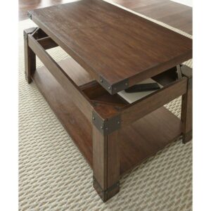 Steve Silver Arusha Indoor Rustic Rectangle Lift Top Coffee Table with Shelf, Brown