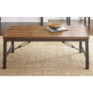 Steve Silver Ashford Industrial Coffee Table, Antiqued Honey Brown