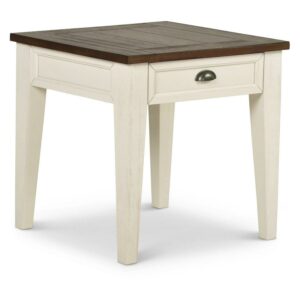 Cayla 1 Drawer End Table in Dark Oak and White