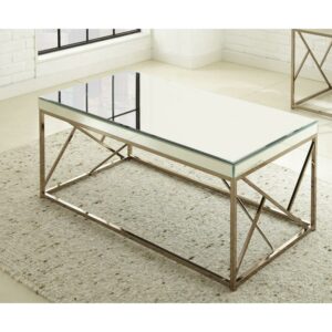 Steve Silver Evelyn Mirror Top Coffee Table, Copper Chrome