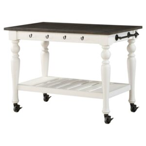 Steve Silver Joanna Two-tone Ivory and Dark Oak Kitchen Cart