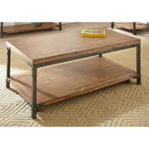 Steve Silver Lantana Coffee Table with Caster in Antique Brown Honey