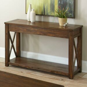 Steve Silver Lenka Wood Console Table, Brown Oak