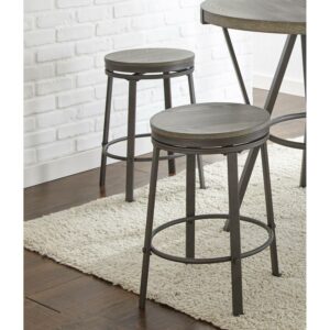 Steve Silver Portland 24" Metal Swivel Counter Stool in Gray