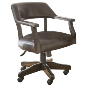 Rudy Adjustable Faux Leather Game Chair in Medium Walnut