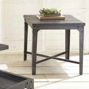 Steve Silver Sherlock Indoor Industrial 24" Tall Square End Table with Casters, Charcoal