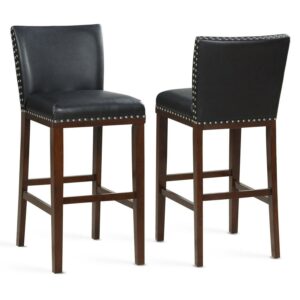 Steve Silver Tiffany Faux Leather 30" Bar Stool - Black-Espresso