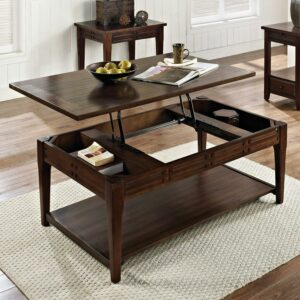 Steve Silver Crestline Indoor Rustic Wood Rectangle Lift Top Coffee Table, Cherry
