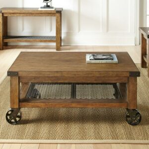 Steve Silver Hailee 48" Coffee Table in Distressed Oak