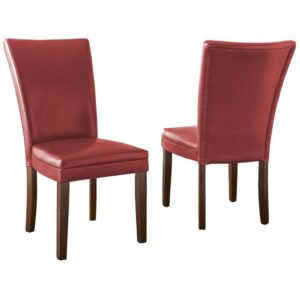 Steve Silver Hartford Faux Leather Parsons Set of 2 Indoor Dining Side Chair, Red