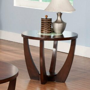 Steve Silver Rafael End Table Wood with Glass Inlay, Cherry