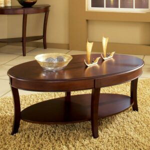 Steve Silver Troy Indoor Transitional Wood 20" Height Coffee Table with Shelf, Cherry
