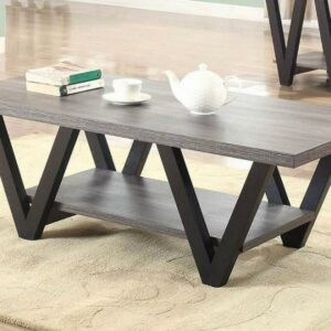 Stevens V-shaped Coffee Table Black and Antique Grey