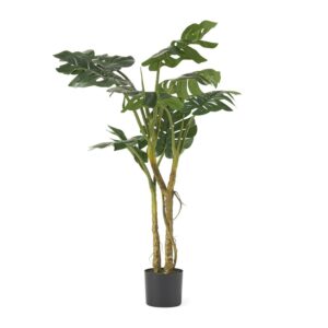 Stilwell 4' x 2.5' Artificial Tabletop Monstera Tree, Green