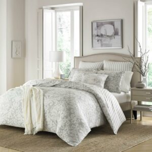Stone Cottage Camden Contemporary Traditional 230 Thread Count Gray Medallion Patterns Polyester Cotton Sateen Comforters, Full/Queen, Washable