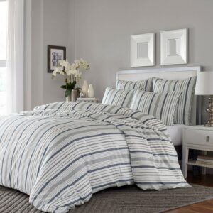 Stone Cottage Conrad Contemporary 230 Thread Count Gray Stripes Geometric Polyester Cotton Comforters, Full/Queen, Washable