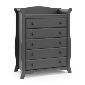 Storkcraft Avalon 5 Drawer Universal Dresser, Gray