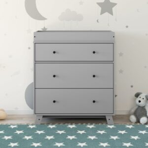 Storkcraft Beckham 3 Drawer Modern Changing Dresser Pebble Gray