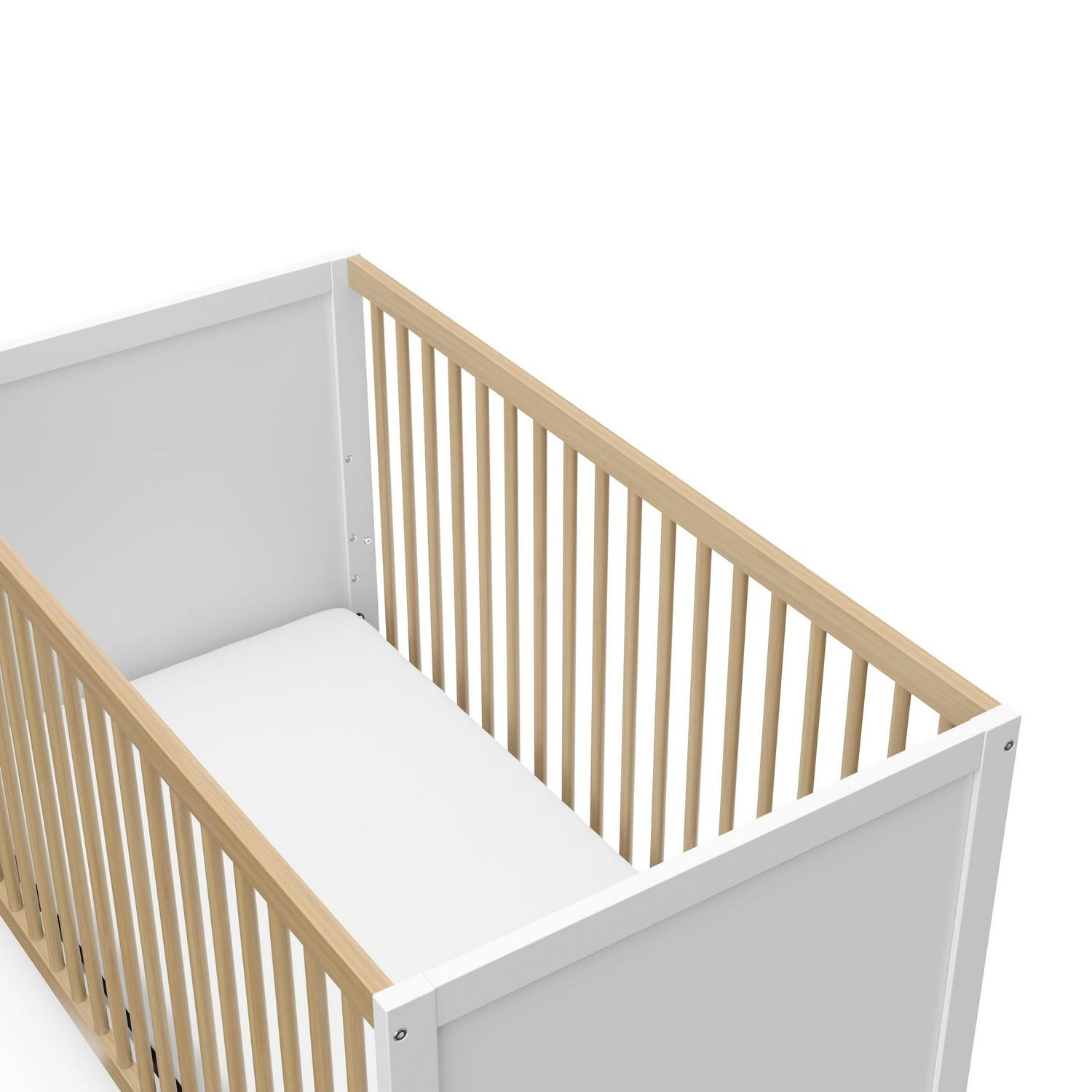 Storkcraft Calabasas 3-in-1 Convertible Baby Crib, White with Driftwood - Image 8