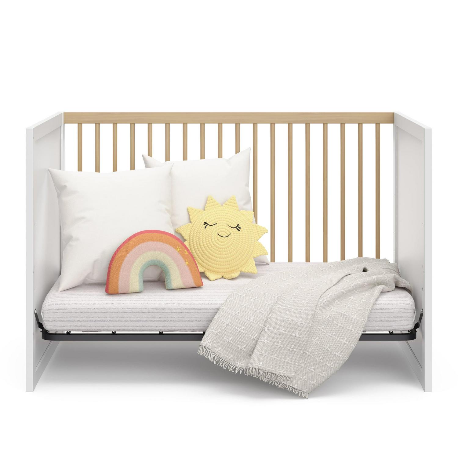 Storkcraft Calabasas 3-in-1 Convertible Baby Crib, White with Driftwood - Image 9