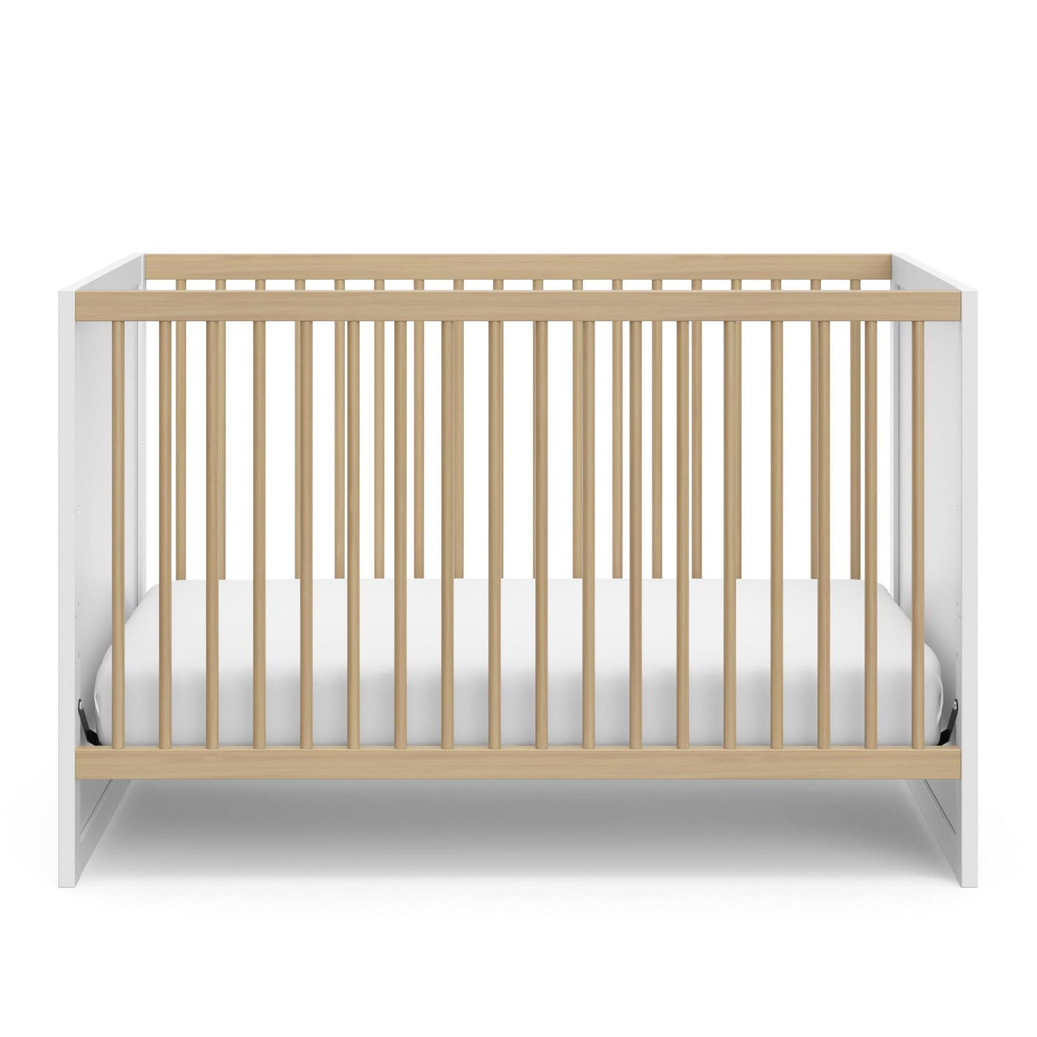 Storkcraft Calabasas 3-in-1 Convertible Baby Crib, White with Driftwood - Image 7