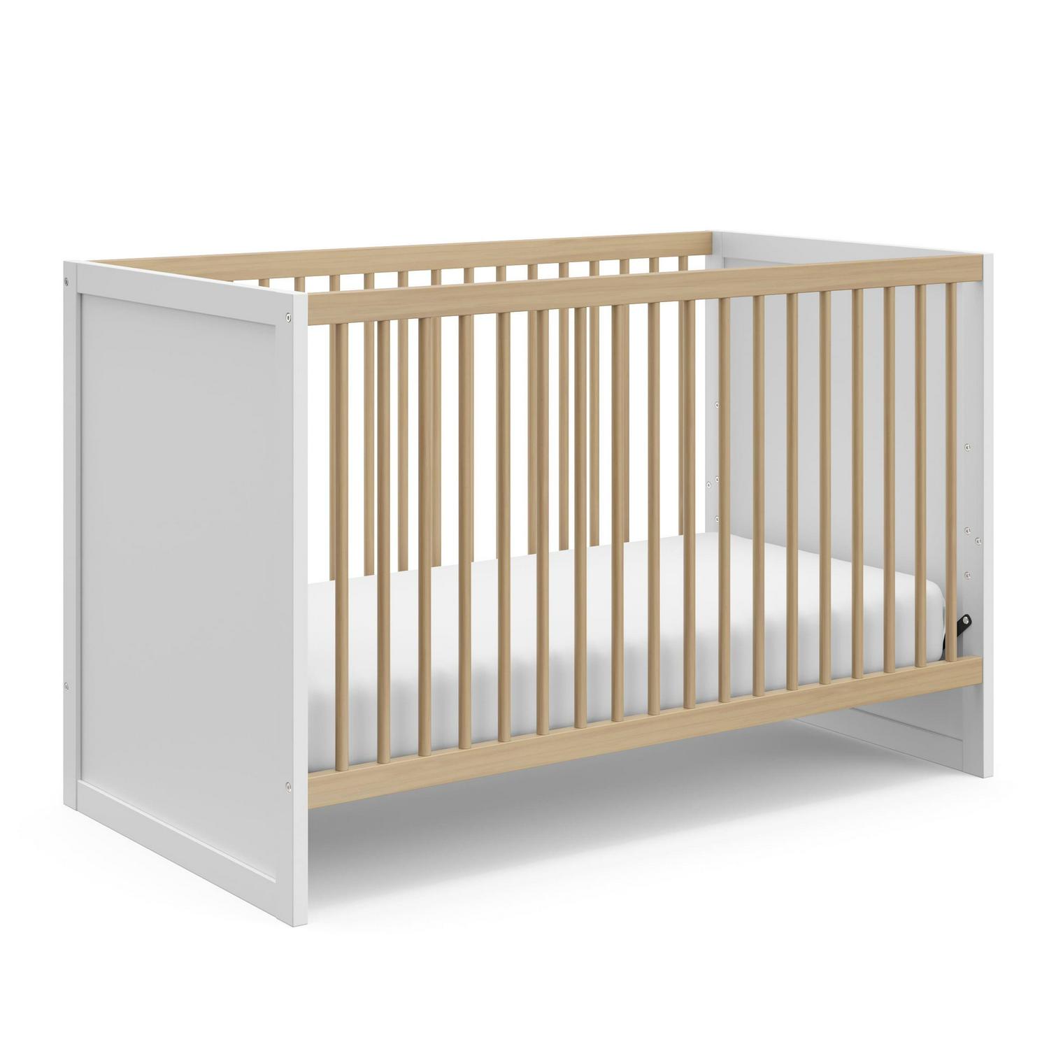 Storkcraft Calabasas 3-in-1 Convertible Baby Crib, White with Driftwood