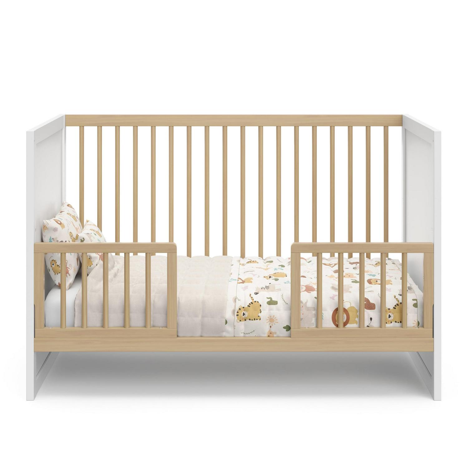 Storkcraft Calabasas 3-in-1 Convertible Baby Crib, White with Driftwood - Image 10