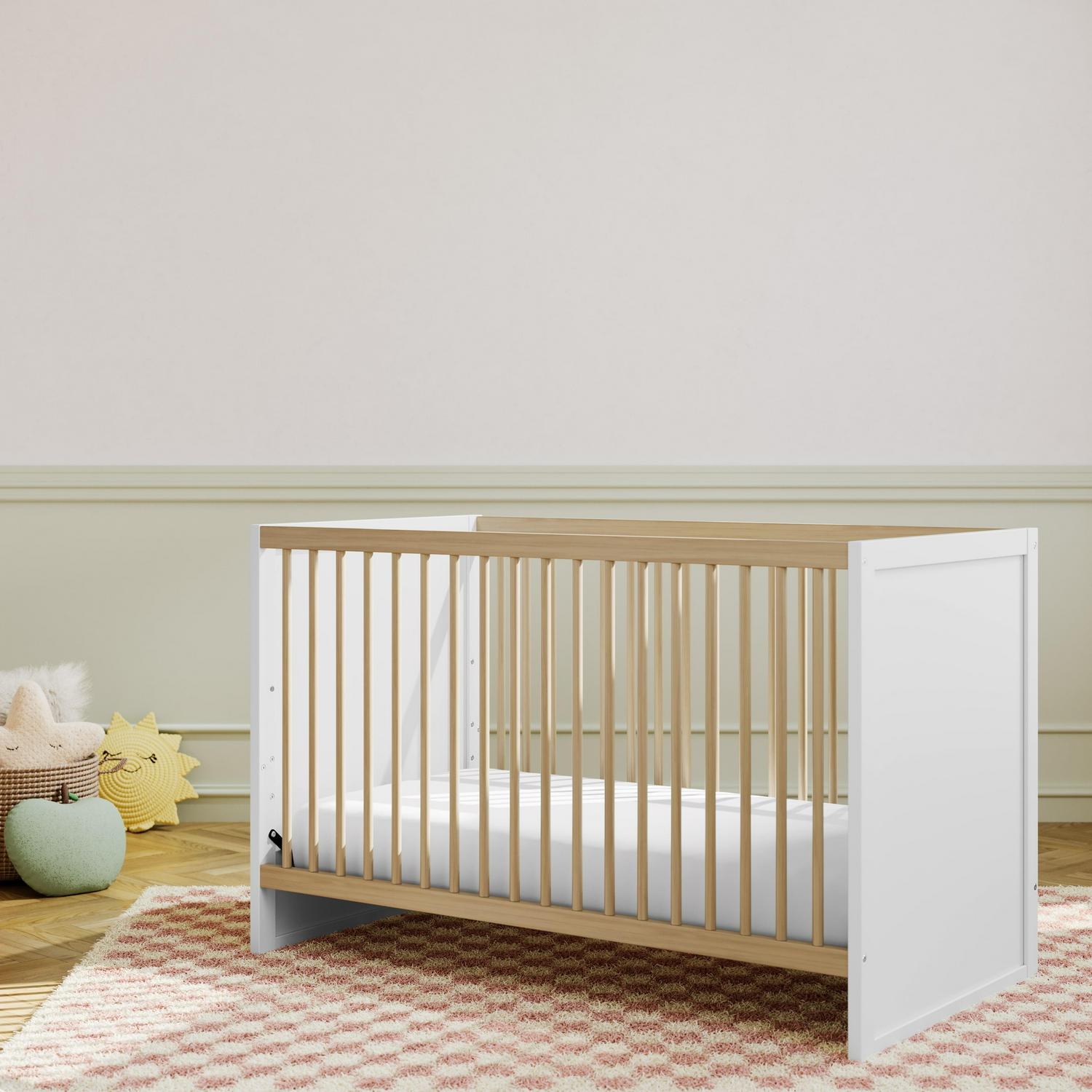 Storkcraft Calabasas 3-in-1 Convertible Baby Crib, White with Driftwood - Image 3