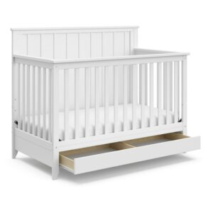 Storkcraft Forrest 5-in-1 Convertible Baby Crib with Drawer, White