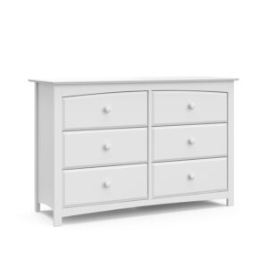 Storkcraft Kenton 6 Drawer Nursery Double Dresser, White