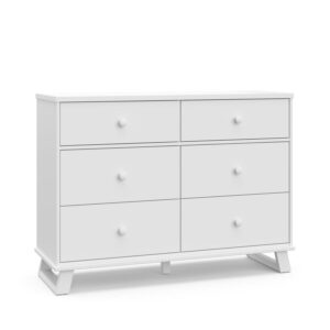 Storkcraft Modern 6-Drawer Kids and Baby Double Dresser, White