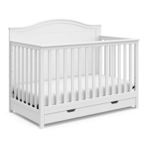 Storkcraft Moss 5-in-1 Convertible Baby Crib with Drawer, White