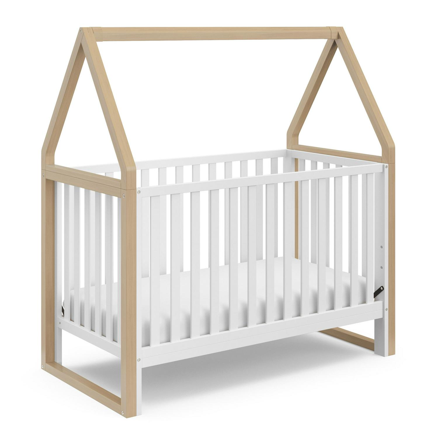 Storkcraft Orchard 5-in-1 Convertible Baby Crib, White with Driftwood