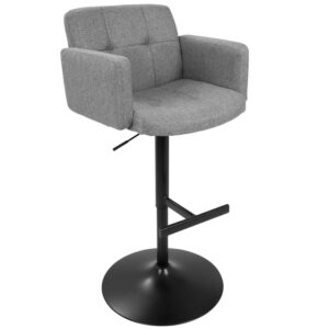 Stout Contemporary Adjustable Barstool with Swivel in Black with Grey Fabric by LumiSource