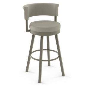 Strick & Bolton Rosco Swivel Bar Stool Beige Fabric / Grey Metal Matte Fabric