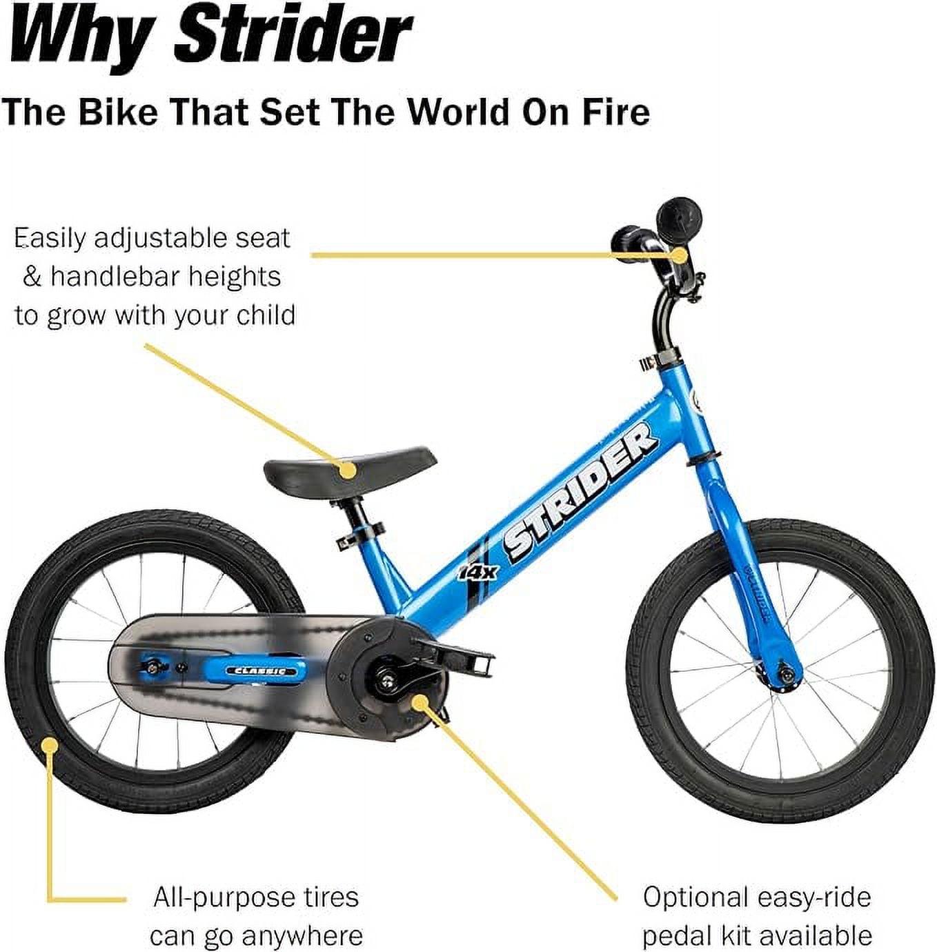 Strider 14x, Awesome Blue - Balance Bike for Kids 3 to 6 Years - Includes Kid-Size Grips, Padded Seat, Performance Footrest & All-Purpose Tires - Easy Assembly & Adjustments - Image 4