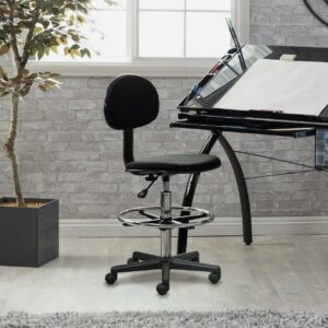 Studio Designs Adjustable Drafting Chair with Footring, Black and Chrome - 18618