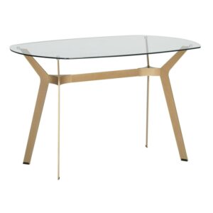 Studio Designs Archtech Modern Glass Desk, Clear/Gold Finish
