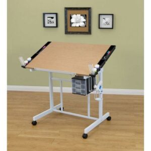 Studio Designs Deluxe Craft Station Mobile Drawing Craft Desk with Adjustable Top and Storage White/Maple