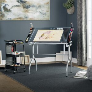 Studio Designs Solid Top Art Drafting Desk Station, Silver