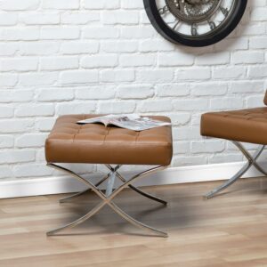 Studio Designs Home Atrium Bonded Leather Tufted Ottoman