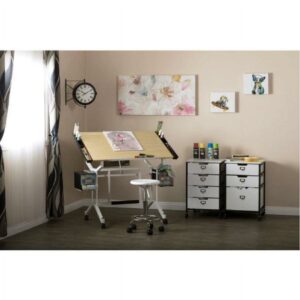 Studio Designs Pro Craft and Drawing Table with Adjustable Top for Drawing, Storage and Casters