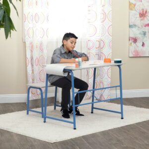 Studio Designs Project Center 2-Piece Metal Art Desk and Bench, Blue 55123