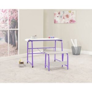 Studio Designs Project Center 2-Piece Metal Art Desk and Bench, Purple