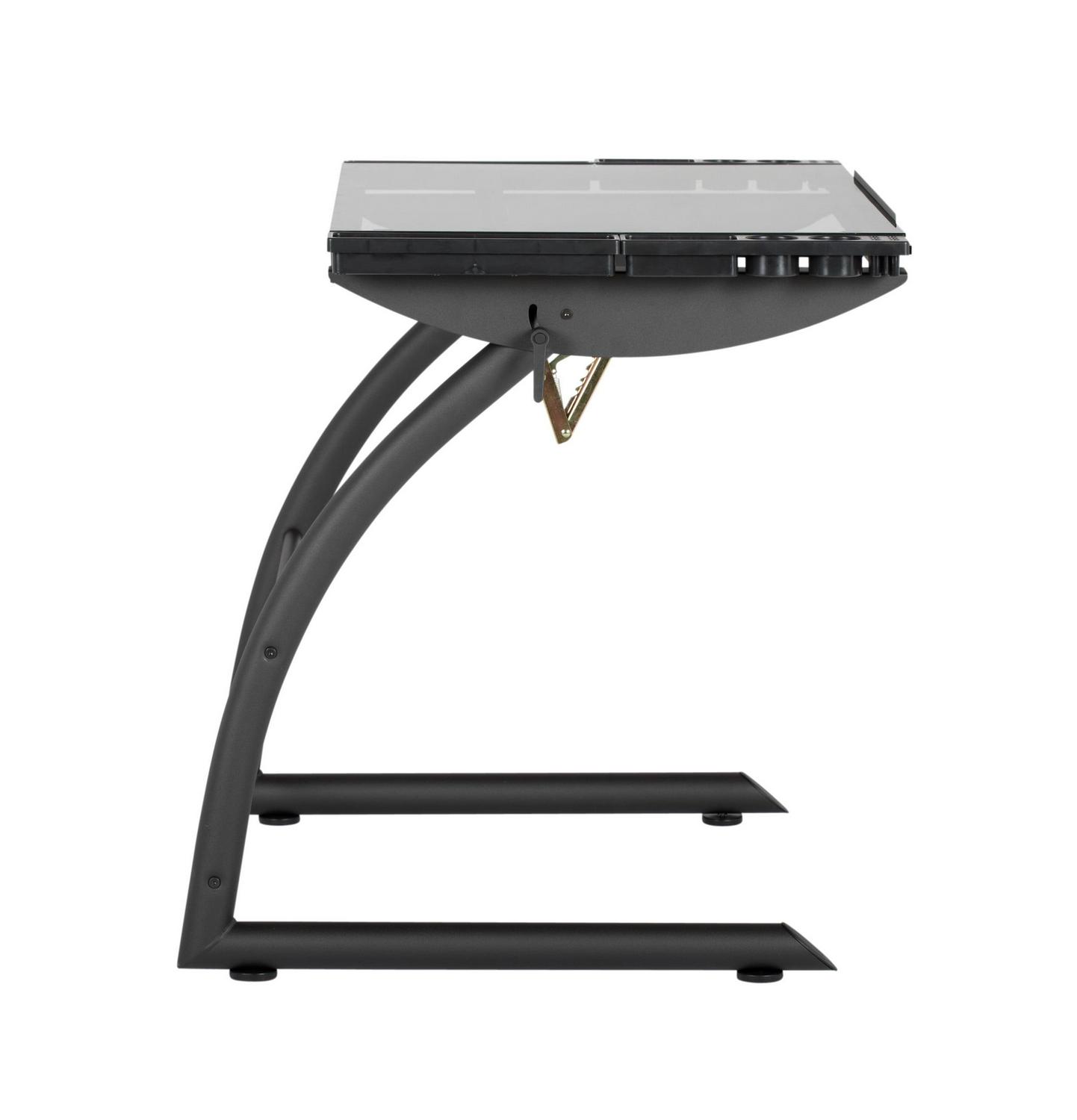 Studio Designs Triflex Hieght Adjustable Metal Frame with Glass Angle Adjustable Top Drafting Drawing Table Stand or Sit , Black/Clear Glass - Image 10