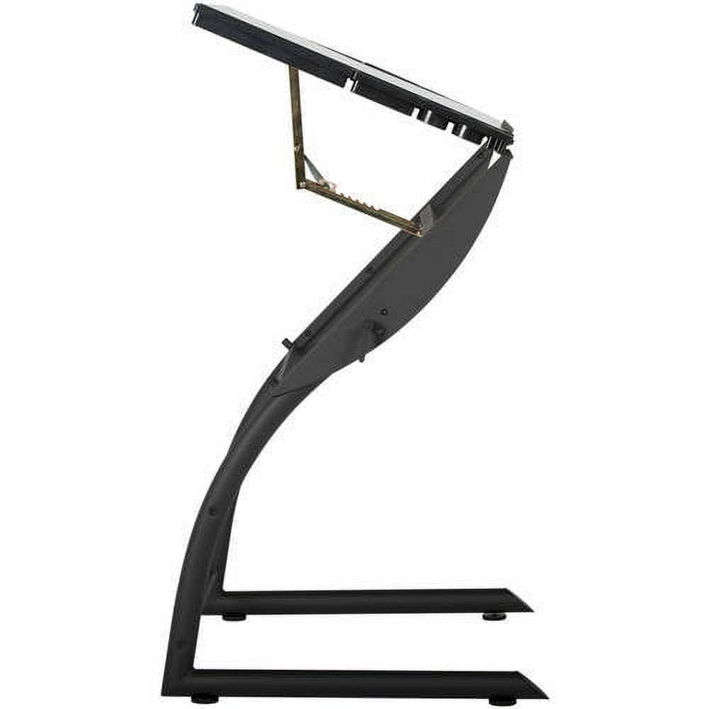 Studio Designs Triflex Hieght Adjustable Metal Frame with Glass Angle Adjustable Top Drafting Drawing Table Stand or Sit , Black/Clear Glass - Image 2