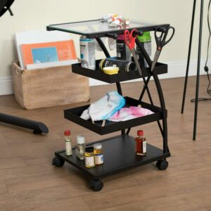Studio Designs Triflex Metal 4-Tier Mobile Art and Craft Organizer Cart in Black