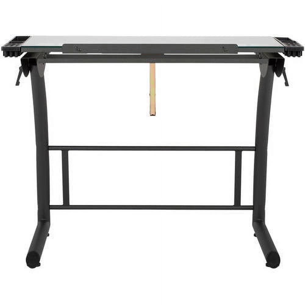 Studio Designs Triflex Hieght Adjustable Metal Frame with Glass Angle Adjustable Top Drafting Drawing Table Stand or Sit , Black/Clear Glass - Image 7