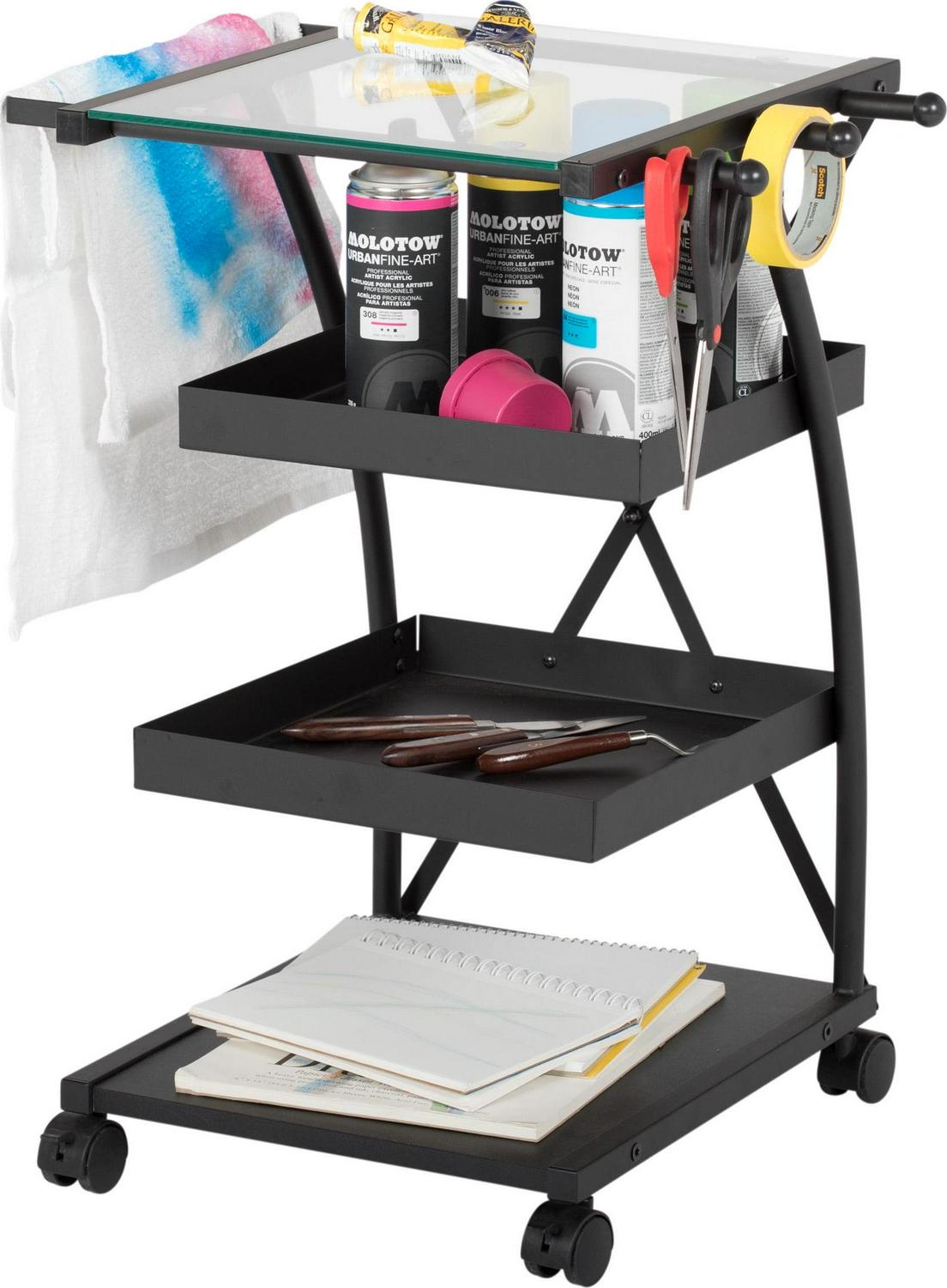Studio Designs Triflex Metal 4-Tier Mobile Art and Craft Organizer Cart in Black - Image 6