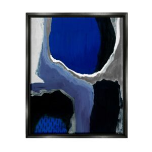 Stupell Industries Abstract Masculine Cobalt Blue Grey Black Design Jet Black Framed Floating Canvas Wall Art, 16x20, by Studio W